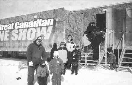 Visitors stand outside the Great Canadian Mine Show during a recent visit to Yellowknife, N.W.T.