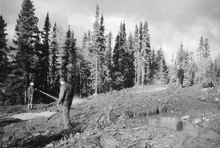 Overburden stripping at the Treasure Box showing, southwest of Red Lake, Ont.