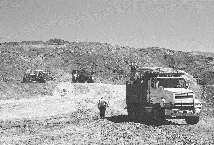 Land being cleared for Bellavista's leach pads, as it appeared in January. With the pads being built on a slope, the undulating surface under the pads provides a crucial "key lock" that will prevent downslope movement of pad material.