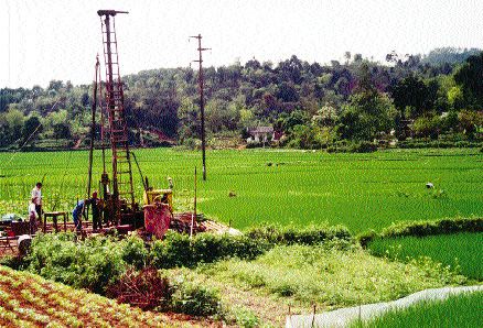 A drill turns on the Tiberon Nui Phao tungsten project, situated 80 km northwest of Hanoi.