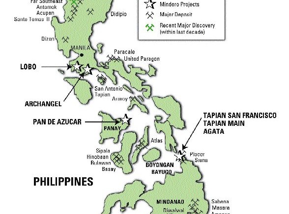 The map outlines various projects in the Philippines.