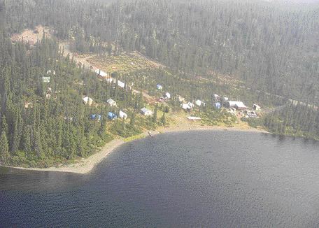 Aerial view of Expatriate Resources' field camp at its Finlayson Lake project in the Yukon.