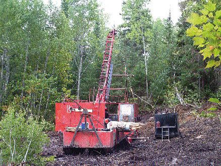 A drill tests the Dundonald South nickel property near Timmins, Ont.