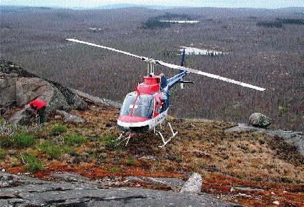 Landing at the Shabogamo nickel-copper project in western Labrador.