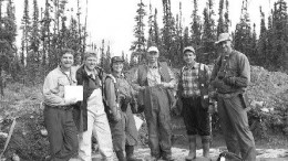 At the lonore gold project in the James Bay Lowlands: (From left) Jean-Franois Ouellette, president of Services Techniques Gonordique (STG); Franois Huot, a consultant with Go-conseils; Virginia Gold Mines Geologist Melanie Tremblay; Virginia's vice-president, Paul Archer; Alain Cayer-Projet, a geologist with STG; and Michel Chapdelaine, Virginia's senior supervising geologist.