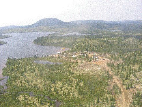 An aerial view of the Renard camp in north central Qubec.