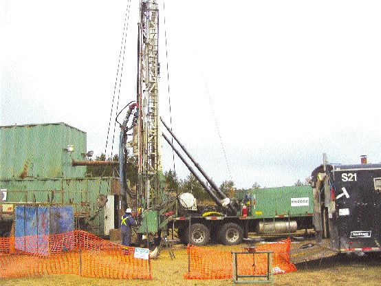 A drill tests the Fort  la Corne diamond project in east-central Saskatchewan. The property is jointly owned by Kensington Resources, De Beers Canada and Cameco.