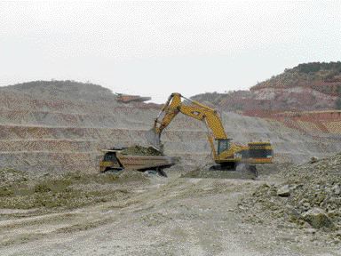 Working the main pit at the Samira Hill gold mine in Niger, West Africa.