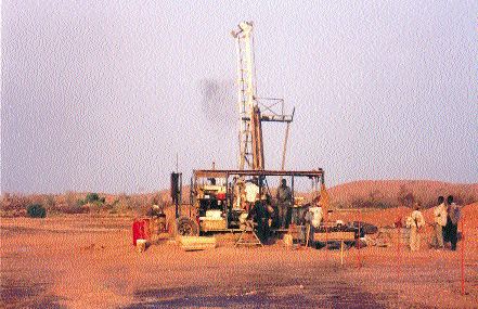 Photo by Jim WhyteA drill turns on High River Gold's Taparko project in Burkina Faso in 1998. High River owns 80% of Taparko; the remainder is held by the government of Burkina Faso.