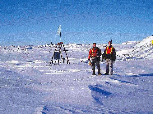 De Beers Canada health and safety personnel inspect the construction site at the proposed Snap Lake diamond mine, situated 220 km northeast of Yellowknife, N.W.T.