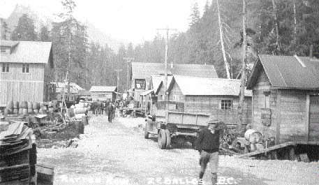 A 1938 postcard from "Rotten Row" in Zeballos, B.C.