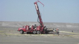 A drill rig tests the Marcona copper project in southern Peru. Marcona is a 70-30 joint venture between Toronto-based Chariot Resources and its Korean partners.