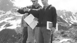 From left: Pat Bell, minister of state for mining in British Columbia, Scott Petsel, senior geologist for NovaGold Resources, at the Galore Creek gold-silver-copper project in the historic Stikine gold belt of northwestern British Columbia, 150 km northeast of Stewart.