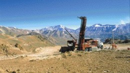 Drillers probe gold mineralization at Barrick Gold's 12.8-million-oz. Veladero gold project in Argentina.