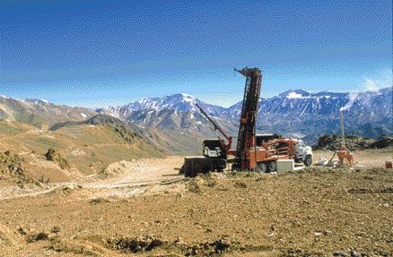 Drillers probe gold mineralization at Barrick Gold's 12.8-million-oz. Veladero gold project in Argentina.