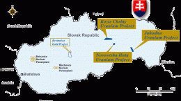 Location of Tournigan Gold's mineral projects in the Slovak Republic