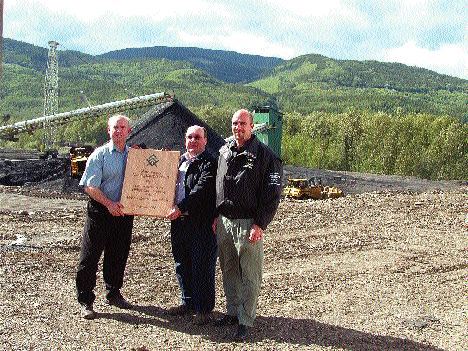 At the opening of Pine Valley Mining's Willow Creek coal mine in B.C., from left: the Honourable Bill Bennett, B.C.'s minister of state for mining; Graham MacKenzie, Pine Valley Mining president and CEO; and Blair Lekstrom, member of the legislative assembly for Peace River South, B.C.