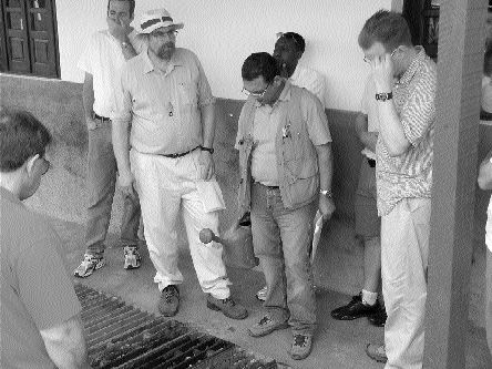 William Pearson and Pedro Moura de Macedo of Desert Sun Mining examine core from the Pindobau prospect.