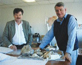 Aurora Minerals Executive Director Garry O'Hara and Managing Director Robert Taylor at the company's office in Western Australia.