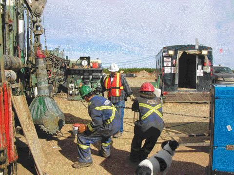 Drilling on the Fort  la Corne Joint Venture in north-central Saskatchewan. Inset: Core from the 148 kimberlite body.