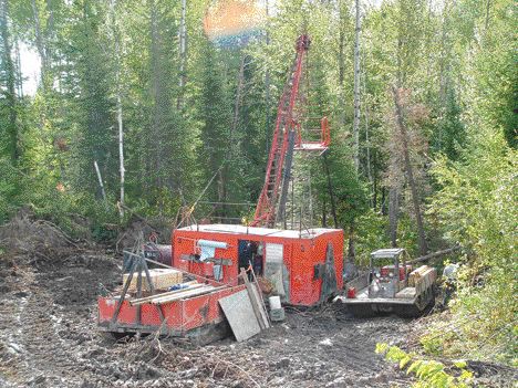 A drill tests First Nickel's Dundonald South property 45 km northeast of Timmins, Ont.