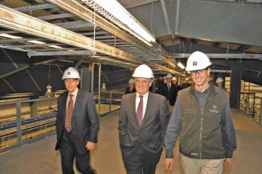 The Right Stuff (from left): Inco president Peter Jones, Inco CEO Scott Hand and Don Stevens, operations manager with Inco subsidiary Voisey's Bay Nickel, at the opening of the company's hydrometallurgical demonstration plant in Argentia, Nfld. Inco hopes hydromet processing technology will eventually replace conventional smelting for Voisey's Bay nickel concentrates. Freelance writer Virginia Heffernan takes a closer look at the most anticipated launch of a Canadian mine in years.Full story on page 2.