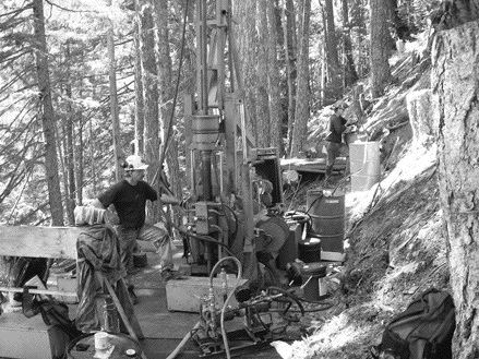 Contractor Mark Kapiniak drills the 1050 Zone, part of Bitterroot Exploration's Mineral Creek gold project on Vancouver Island.