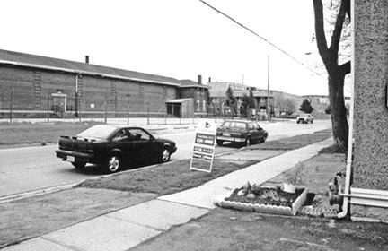 Photo by John CummingA view down Davis Street, the residential street closest to Inco's Port Colborne electrocobalt refinery in Ontario's Niagara peninsula. The main entrance to the refinery is in the background.