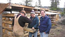 From left: Hard Creek Nickel project manager and COO Tony Hitchins, engineer Neil Froc, and president and chair Mark Jarvis examine core at the Turnagain nickel project in north-central B.C. Recent drilling increased the project's potential for more nickel.