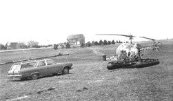 One of the first helicopters used in airborne geophysical surveying by Sander Geophysics.