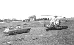 One of the first helicopters used in airborne geophysical surveying by Sander Geophysics.