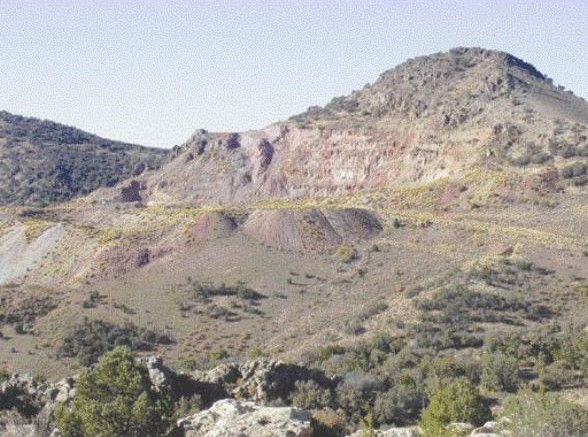 STACCATO GOLD RESOURCESLookout Mountain in Nevada and a past-workings pit on Staccato Gold Resources' South Eureka property there.