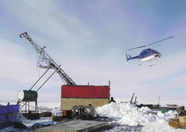 STORNOWAY DIAMONDA drill platform at Stornoway Diamond's Aviat project in eastern Nunavut, where the company plans to focus the lion's share of its exploration dollars in 2006.