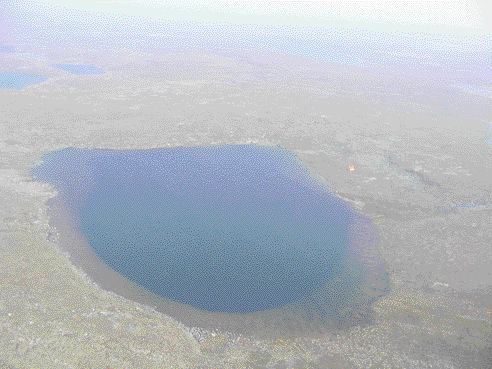 BY ROB ROBERTSONAn aerial view of a lake overlying the Muskox kimberlite on the Polar joint venture between Tahera Diamond and De Beers.