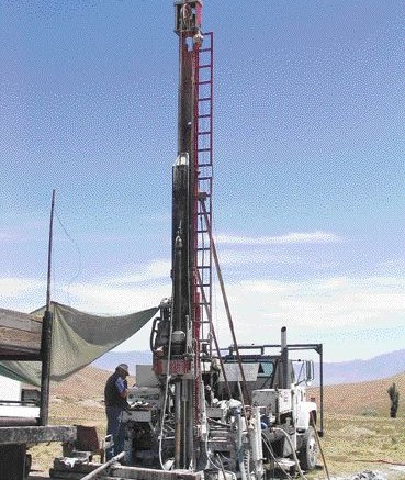 STEPHEN STAKIWDrilling a diatreme-hosted gold target on Midway Gold's Spring Valley project in northwestern Nevada.