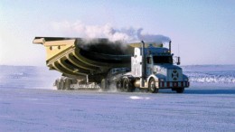 ABER DIAMONDThis past winter's shortened ice road season in the Arctic delayed the transport of large items, and forced De Beers to fly others in at Gahcho Kue at a higher cost. Here a 24-wheeler hauls a 200-tonne payload compartment of a much larger truck across a winter road to the Diavik diamond mine, 300 km northeast of Yellowknife, N.W.T. Diavik Diamond Mines is owned 40% by Aber Diamond Mines, with the remainder held by Rio Tinto.