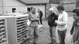 JAMES WHYTEBob Mann (left) and David Black (middle, foreground) of Aquila Resources display core from the Back Forty massive sulphide project in Michigan.