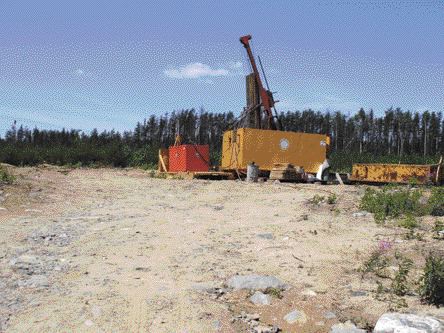 BY JAMES WHYTEA drill at the Young-Davison property, east of Matachewan, Ont., in operation last summer. Drilling by Northgate Minerals has outlined a further 5.2 million tonnes of indicated resources grading 3.6 grams gold per tonne.