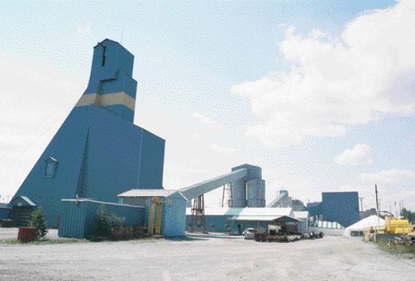 A view of the Kiena headframe and mill on Parker Island in Lac de Montigny, just west of Val d'Or, Que.