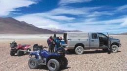 A Wealth Minerals crew explores near the Diamante-Los Patos uranium project in northwestern Argentina.