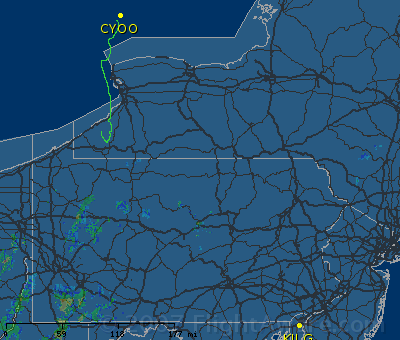 The green line on this map image from FlightAware.com shows the route taken by the plane from Oshawa (CYOO).