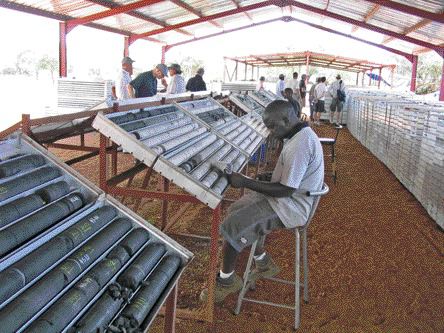 A CIC Energy employee logs core at the company's Mmamabula coal project in southeastern Botswana.