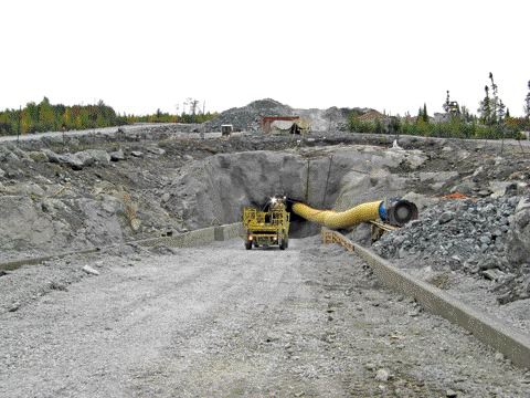 BY TRISH SAYWELLA decline at Campbell Resources' Corner Bay copper operation, about 45 km north of the Copper Rand mill in the Chibougamau camp.