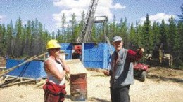 PUREPOINT URANIUMDrill foreman Dave Whitbread (left) and Purepoint Uranium's senior geologist Peter Daubeny discuss where to place a drill at Purepoint's Red Willow uranium project, in northern Saskatchewan.