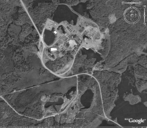 A satellite image of First Nickel's Lockerby project in Sudbury, Ont.