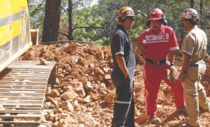 The mine superintendent, supervisor and mill superintendent at the 2130 level open-cut at its La Guitarra silver mine in central Mexico. The company is looking to fast-track production expansion at the project.