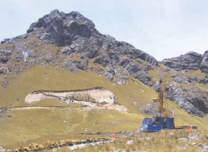 Drilling at Northern Peru Copper's Galeno copper-gold-molybdenum deposit. The company was purchased by Jiangxi Copper and Minmetals in December.