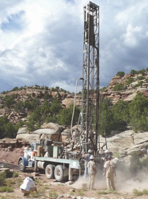 Drilling and collecting samples at Bluerock Resources' Tramp mine project in Colorado. The junior, which holds past-producing mines in Colorado and Utah, recently signed a toll milling agreement with Denison Mines.