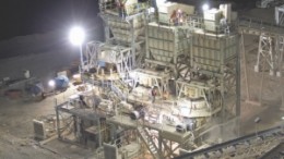 A night time view of the crushers at Gammon Gold's 100%-owned Ocampo project, in Mexico.