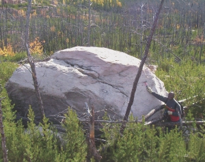 A large sandstone boulder found at Tribune Uranium and Fission Energy's North Shore project, a 1,100-sq.-km property along the northwest edge of the Athabasca basin.